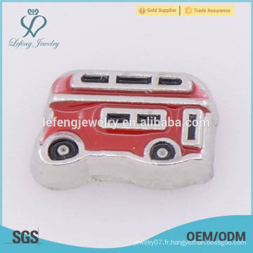 Cute Red Bus alliage de zinc flottant locket charmes, charles en gros